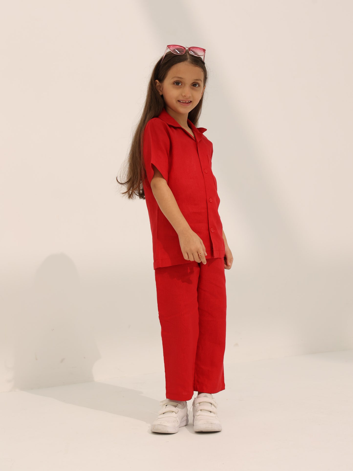 Junior's linen set in red