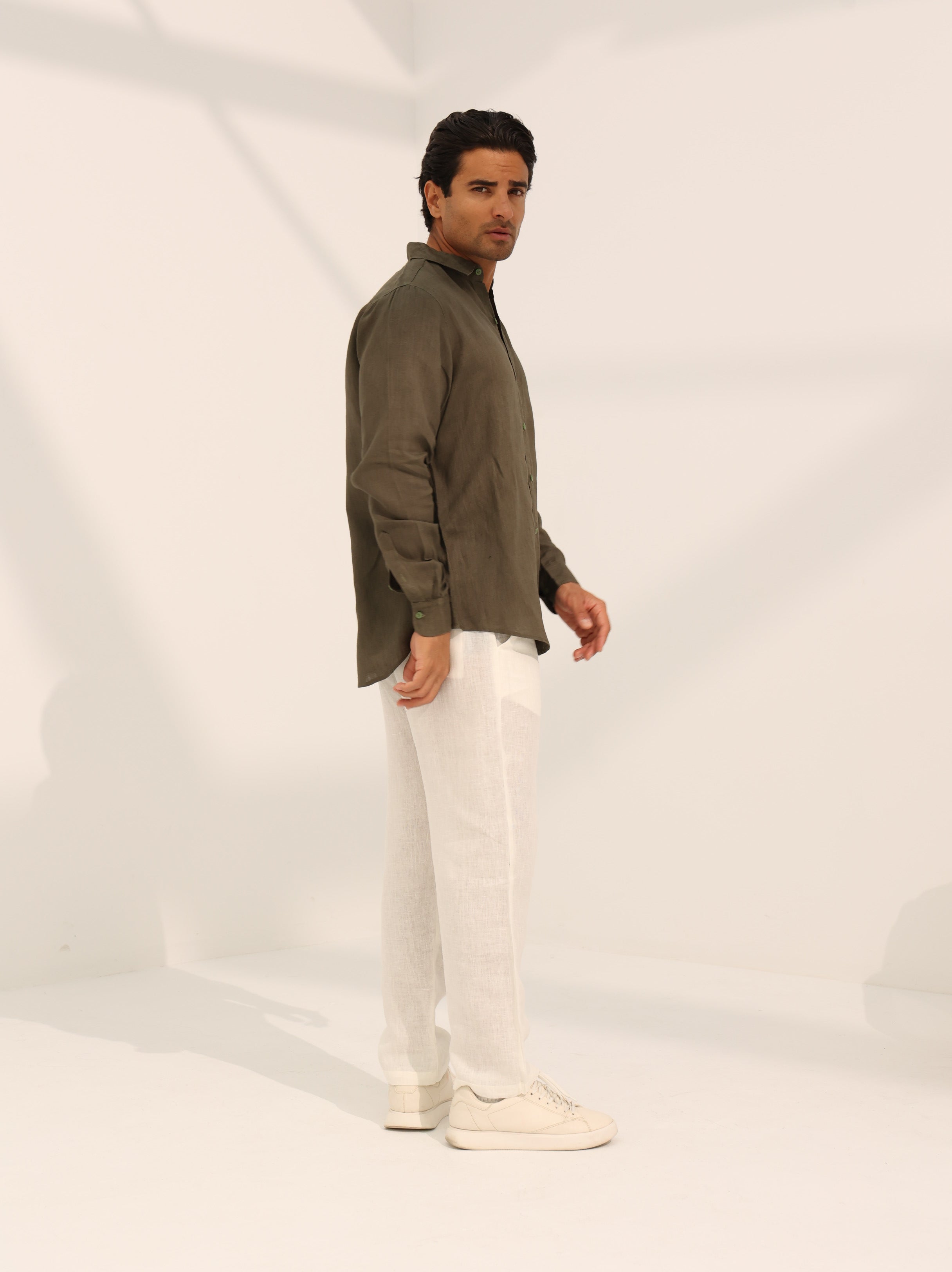 100% Pure linen Trousers in beige