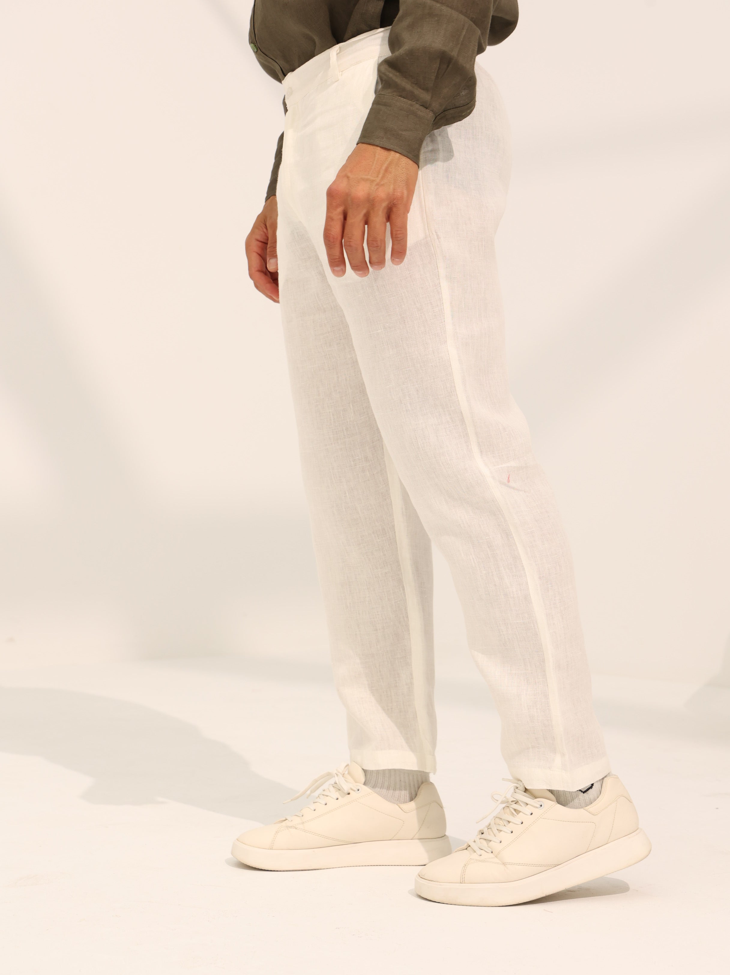 100% Pure linen Trousers in beige