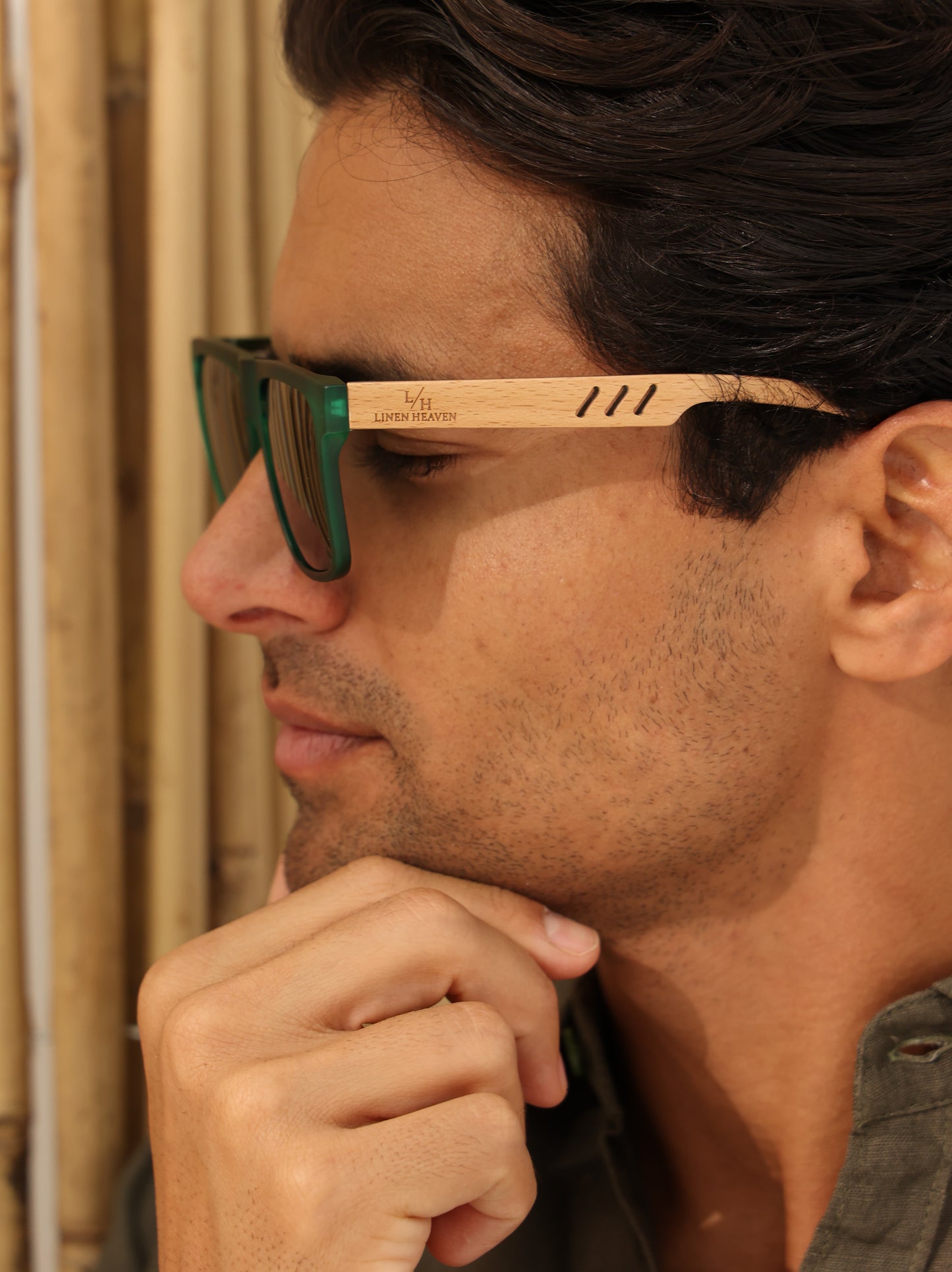 Bamboo Wood Sunglasses in blue