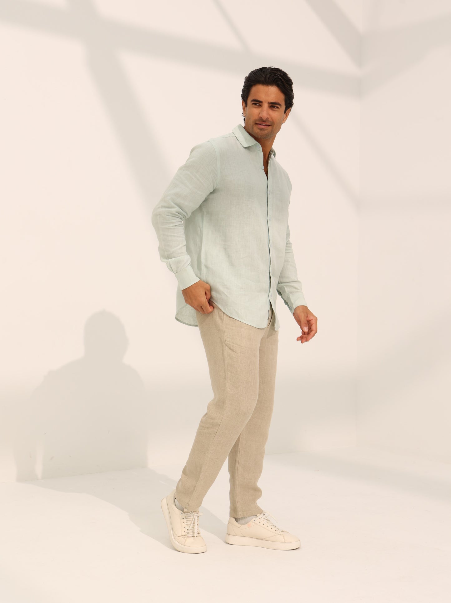 100% Pure linen Trousers in white