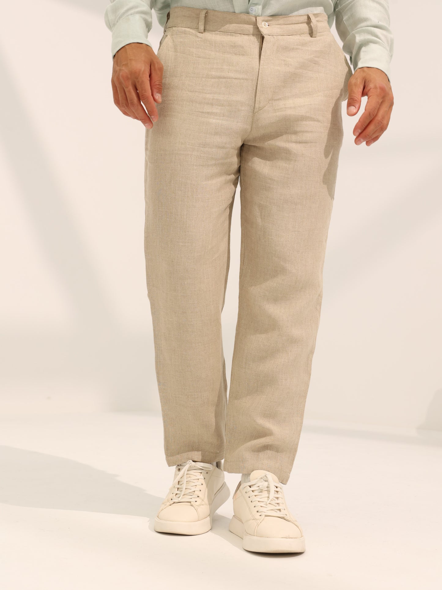 100% Pure linen Trousers in white