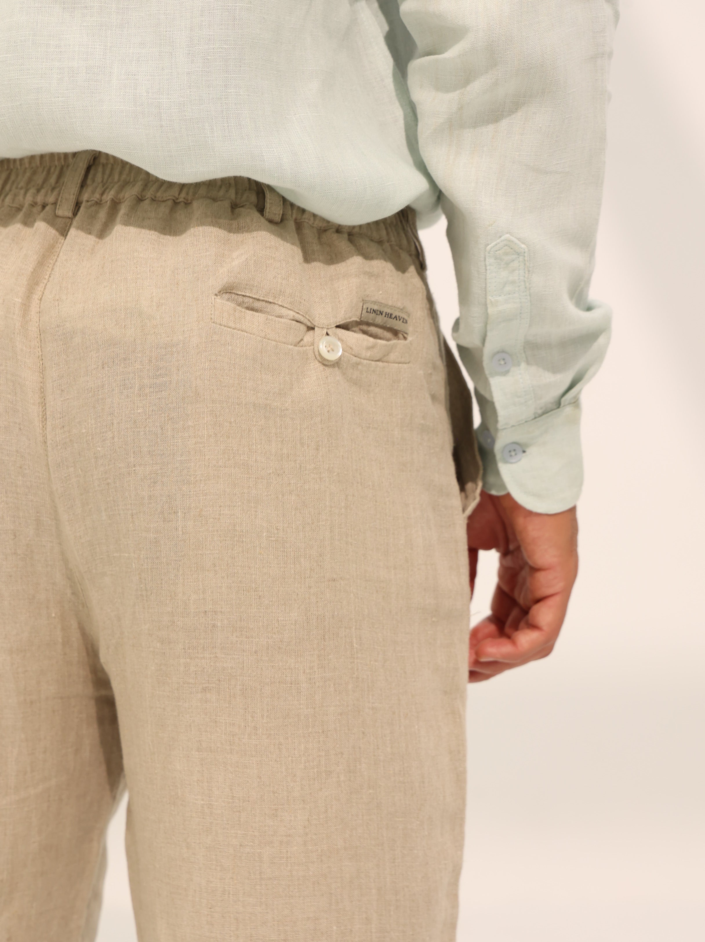 100% Pure linen Trousers in white