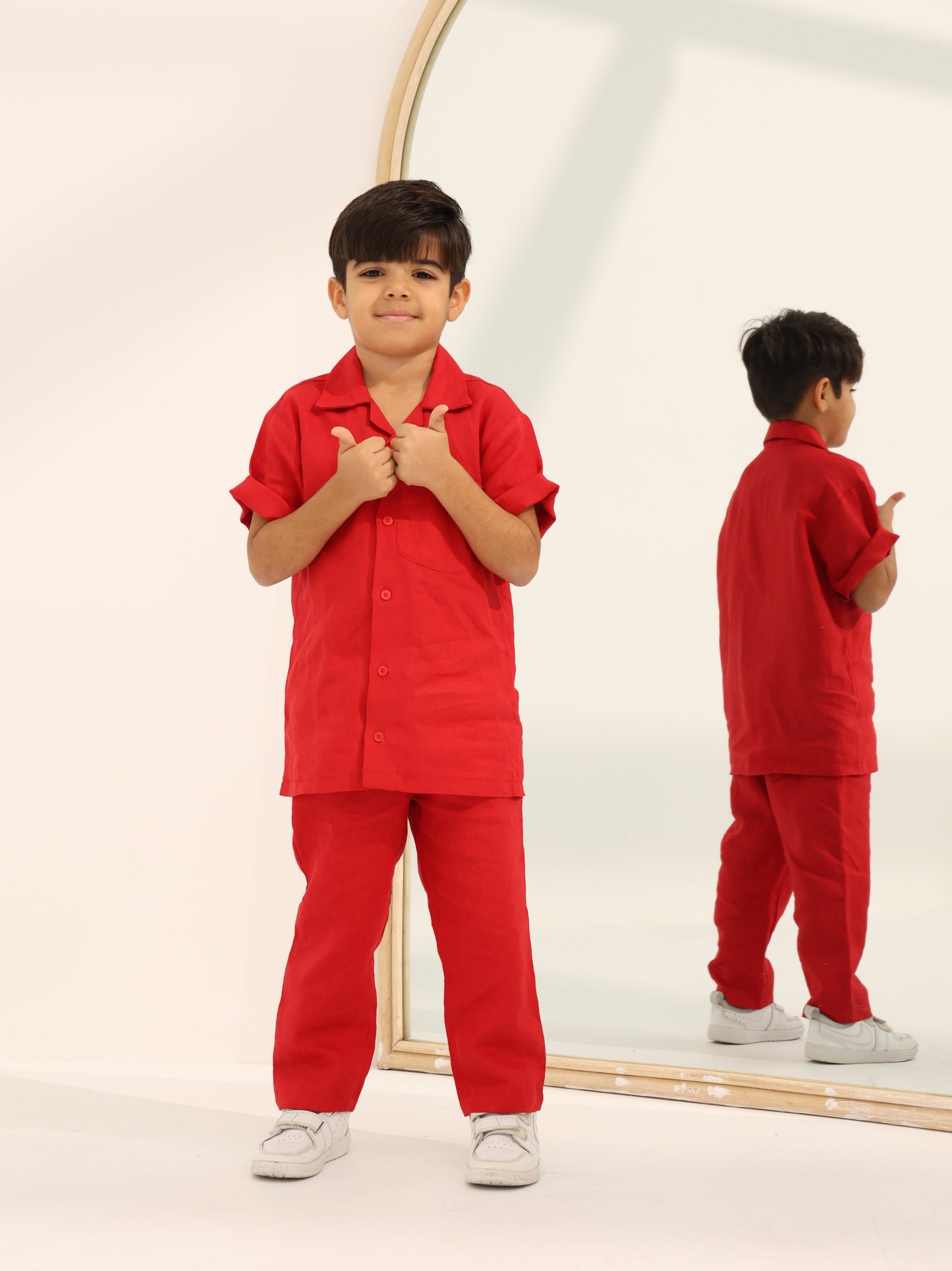 Junior's linen set in red