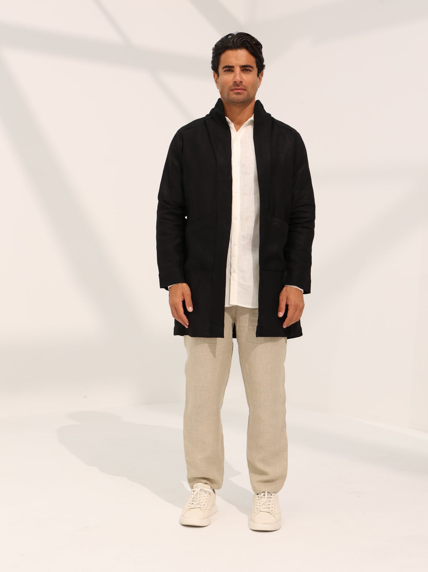 100% pure Linen coat in Black