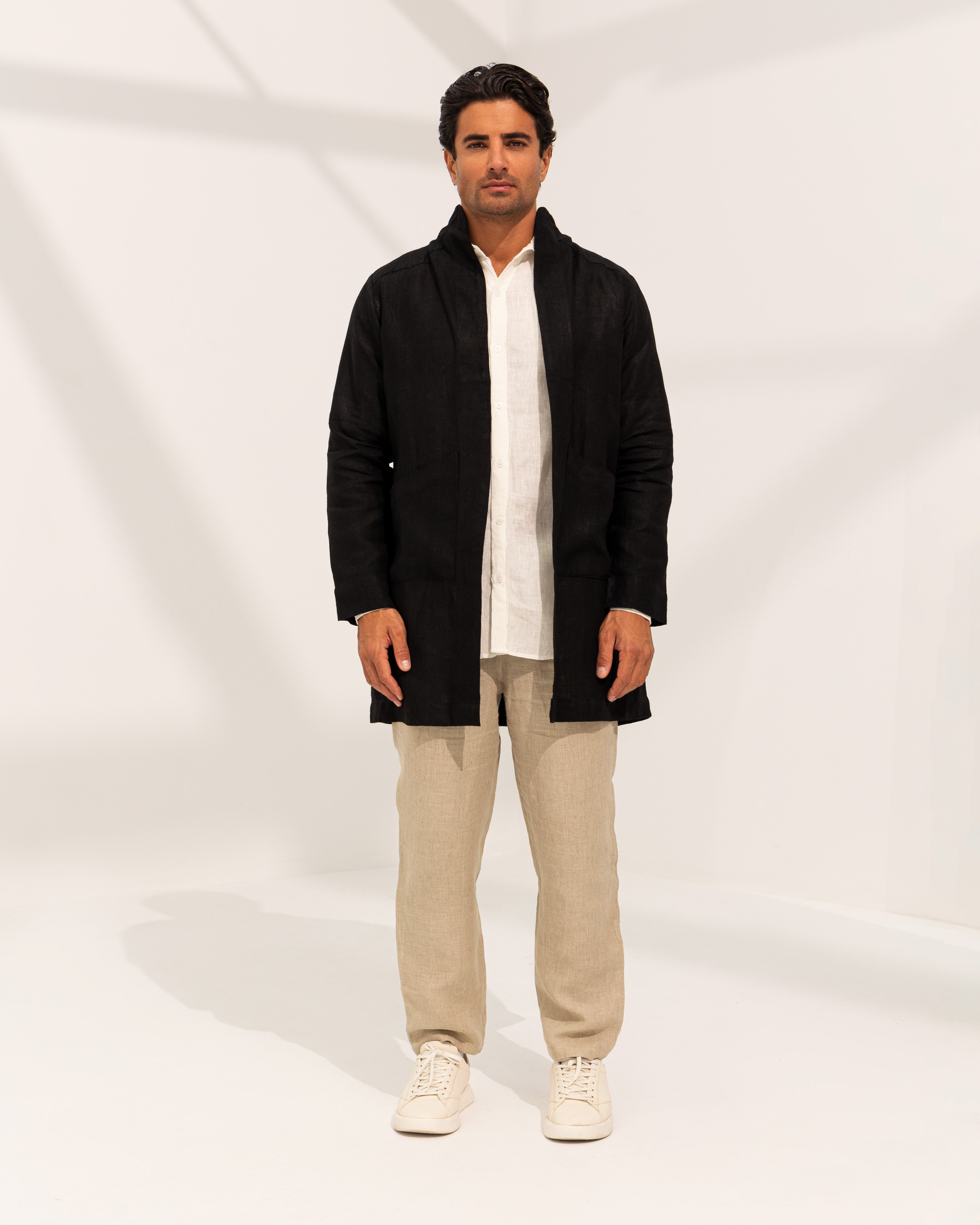 100% pure Linen coat in Black