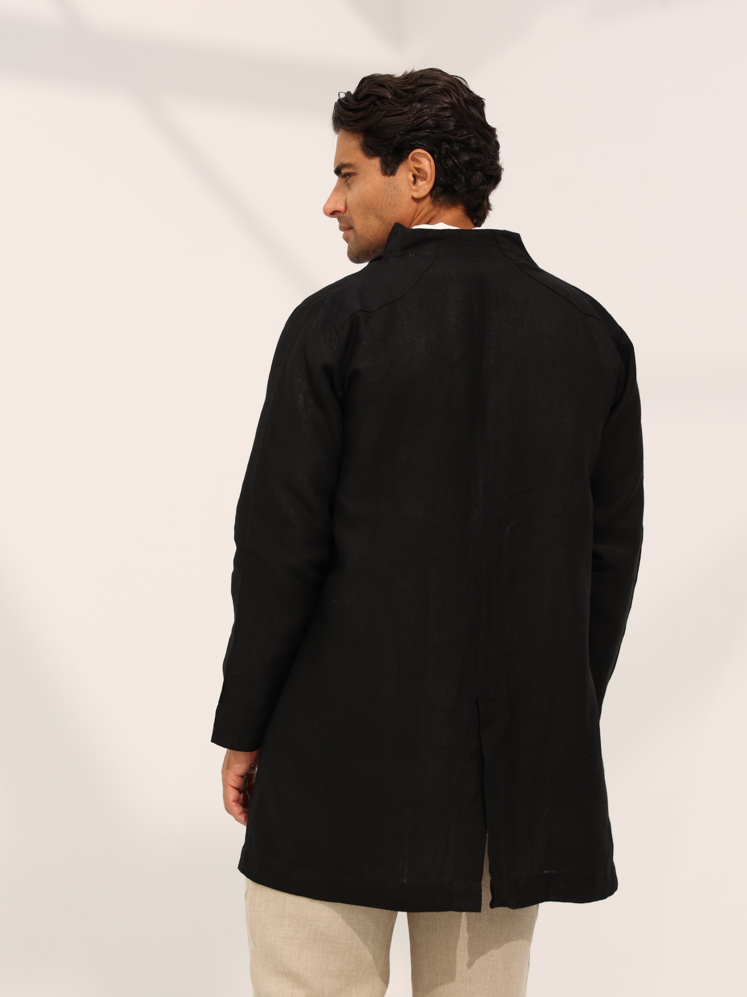 100% pure Linen coat in Black