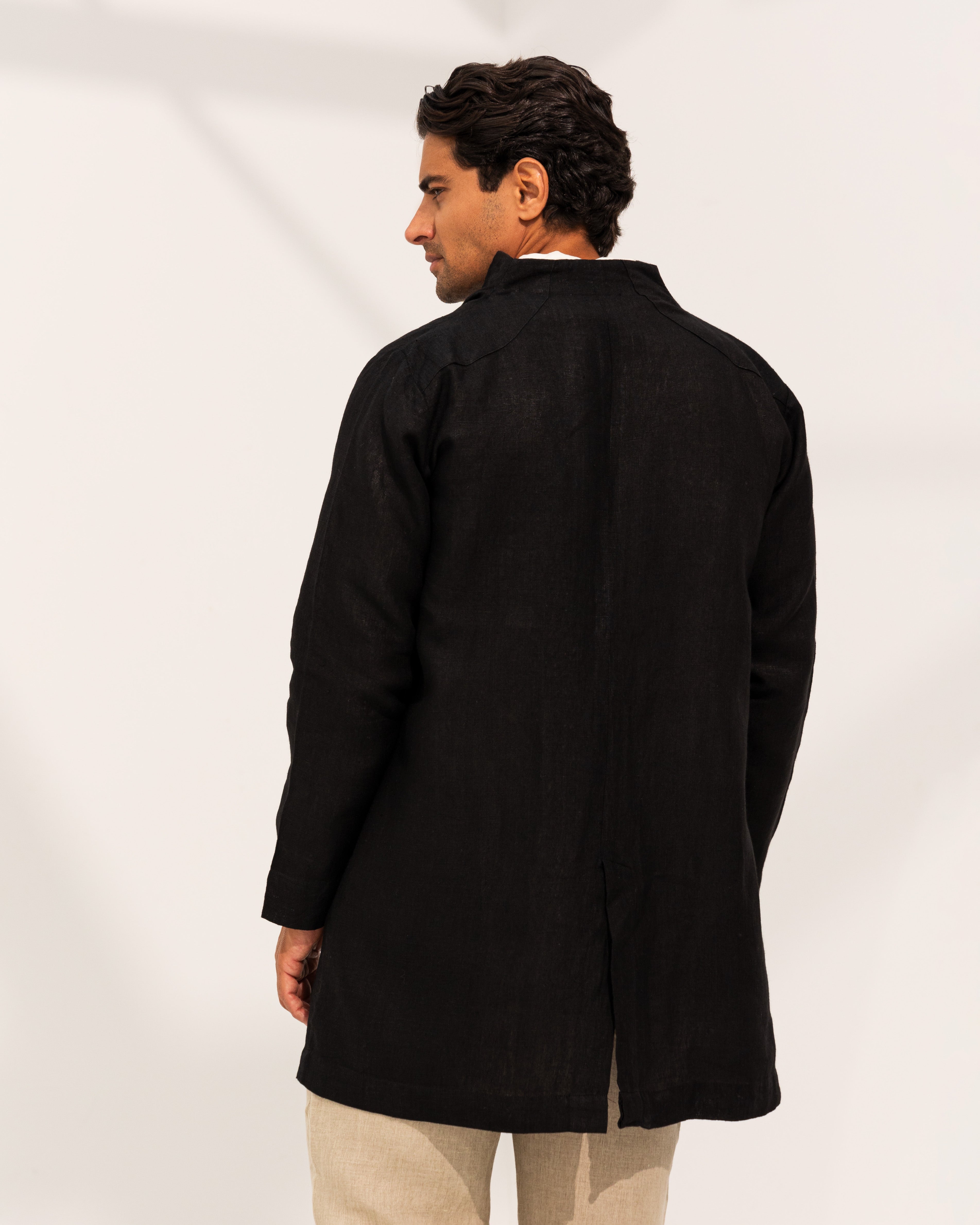 100% pure Linen coat in Black