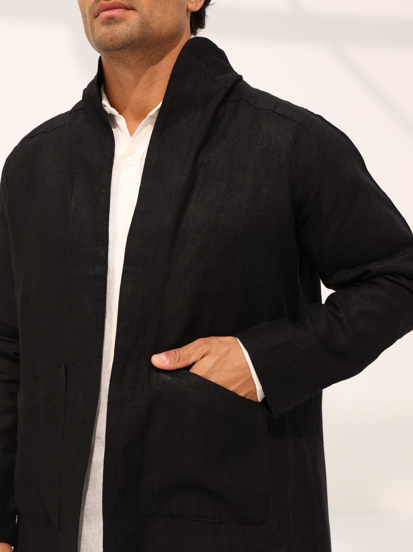 100% pure Linen coat in Black