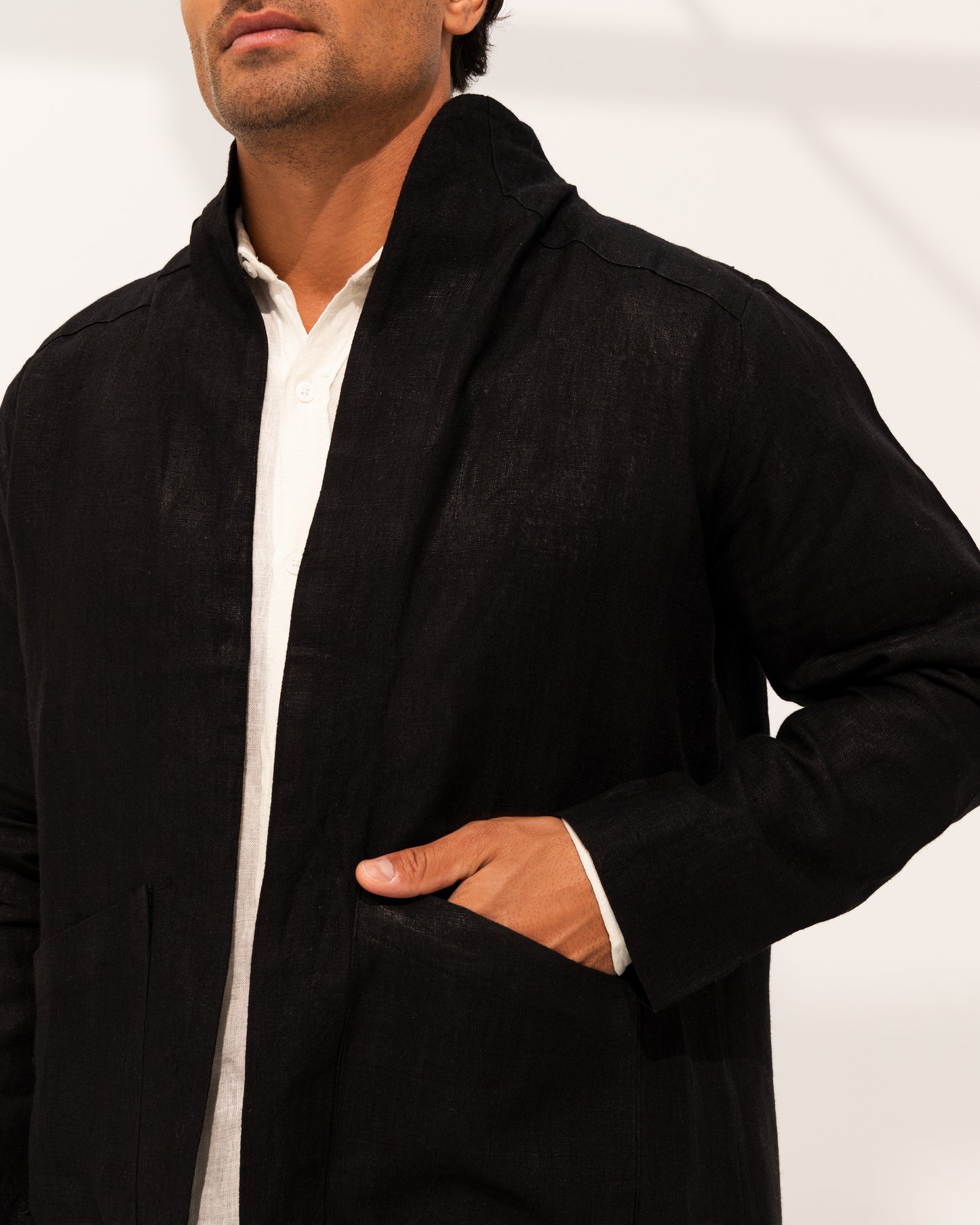 100% pure Linen coat in Black