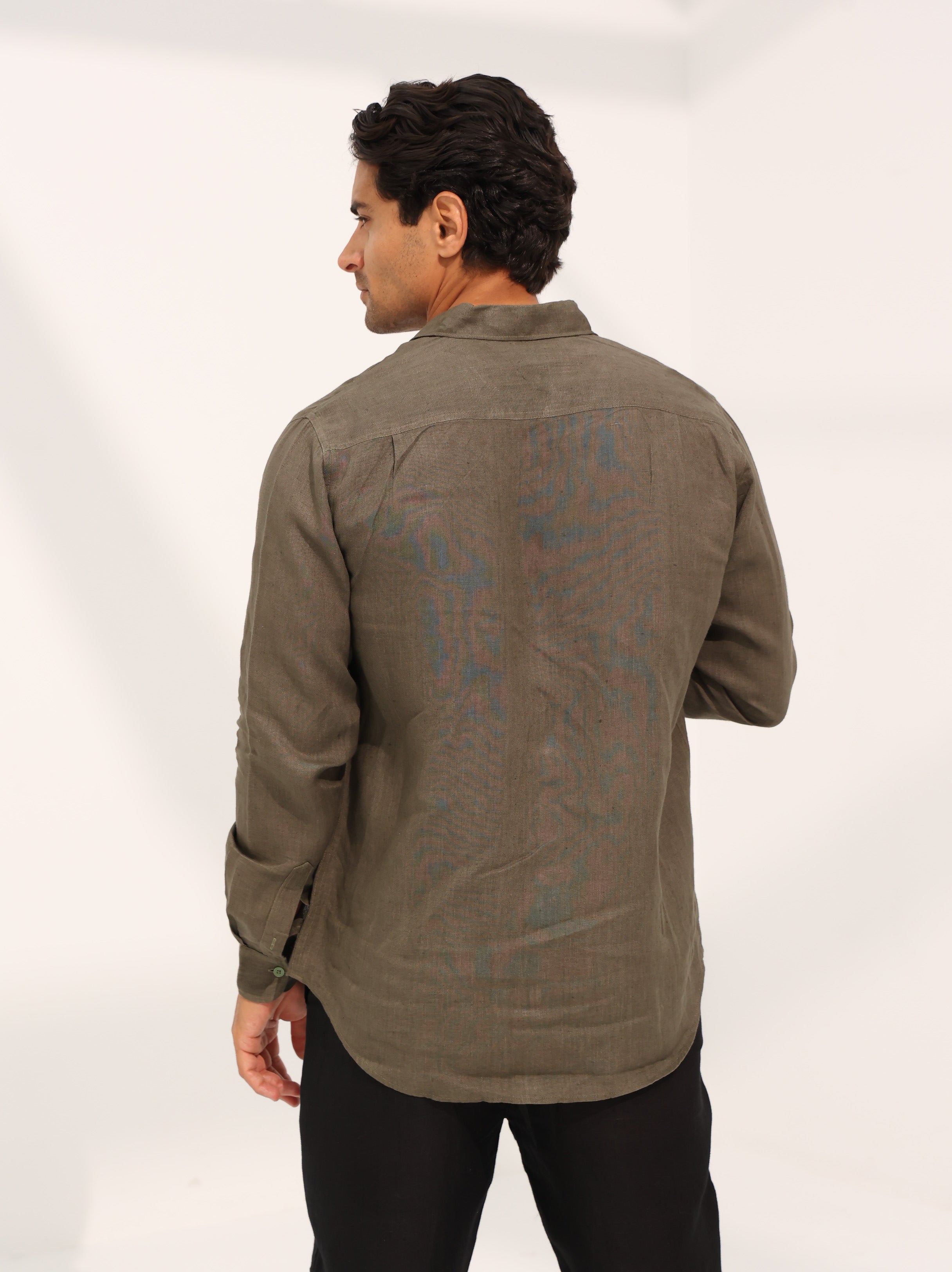 100% pure linen, long sleeve shirt in sky blue