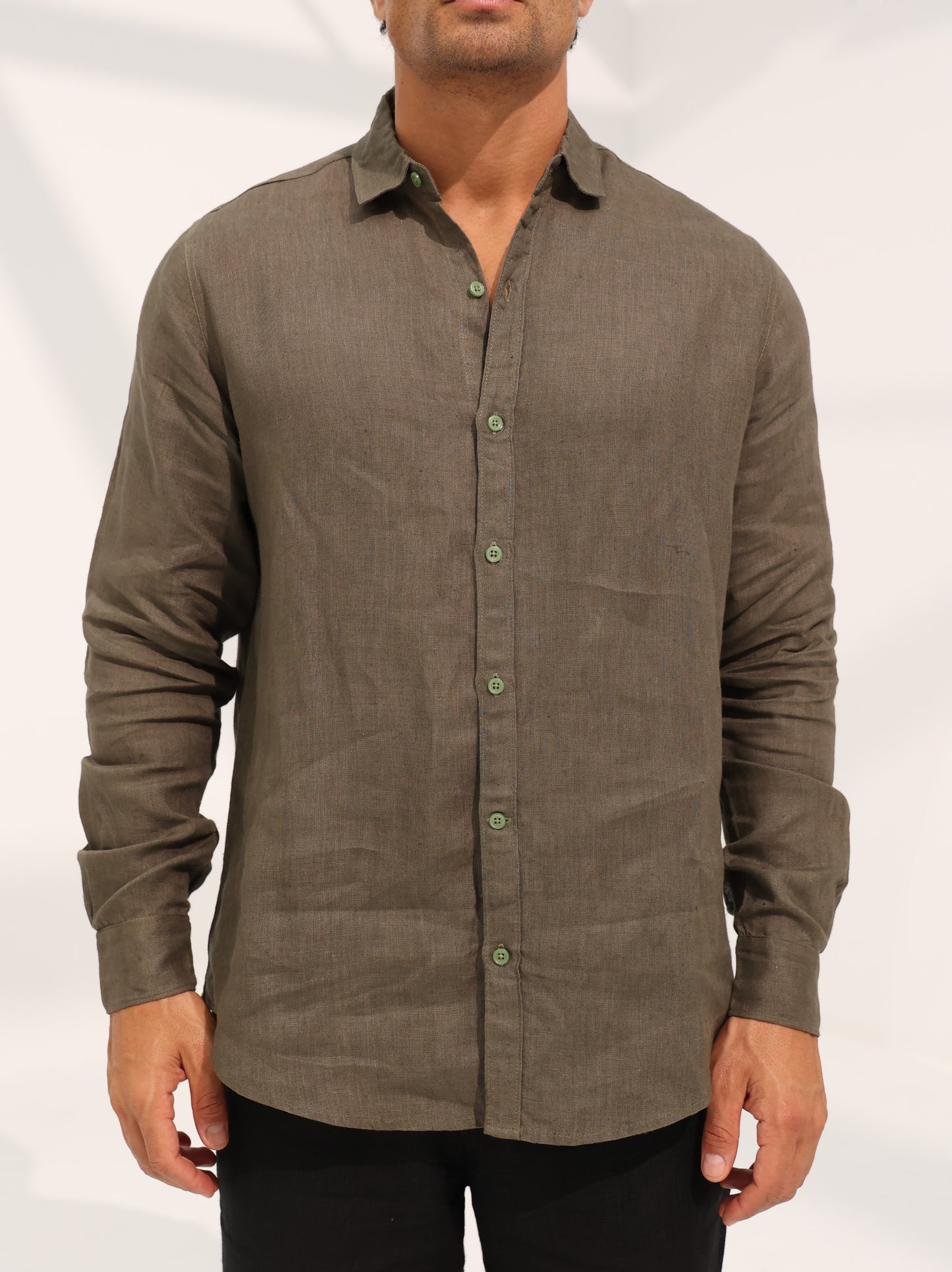 100% pure linen, long sleeve shirt in sky blue