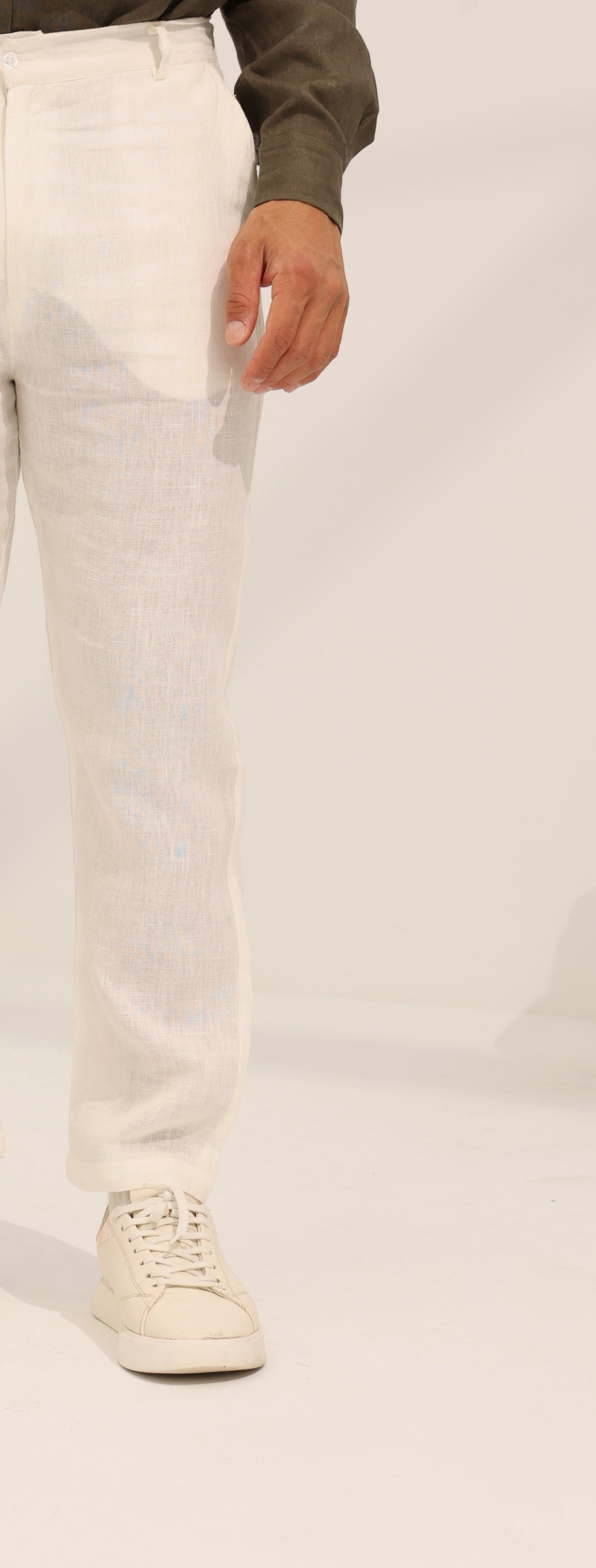 100% Pure linen Trousers in white