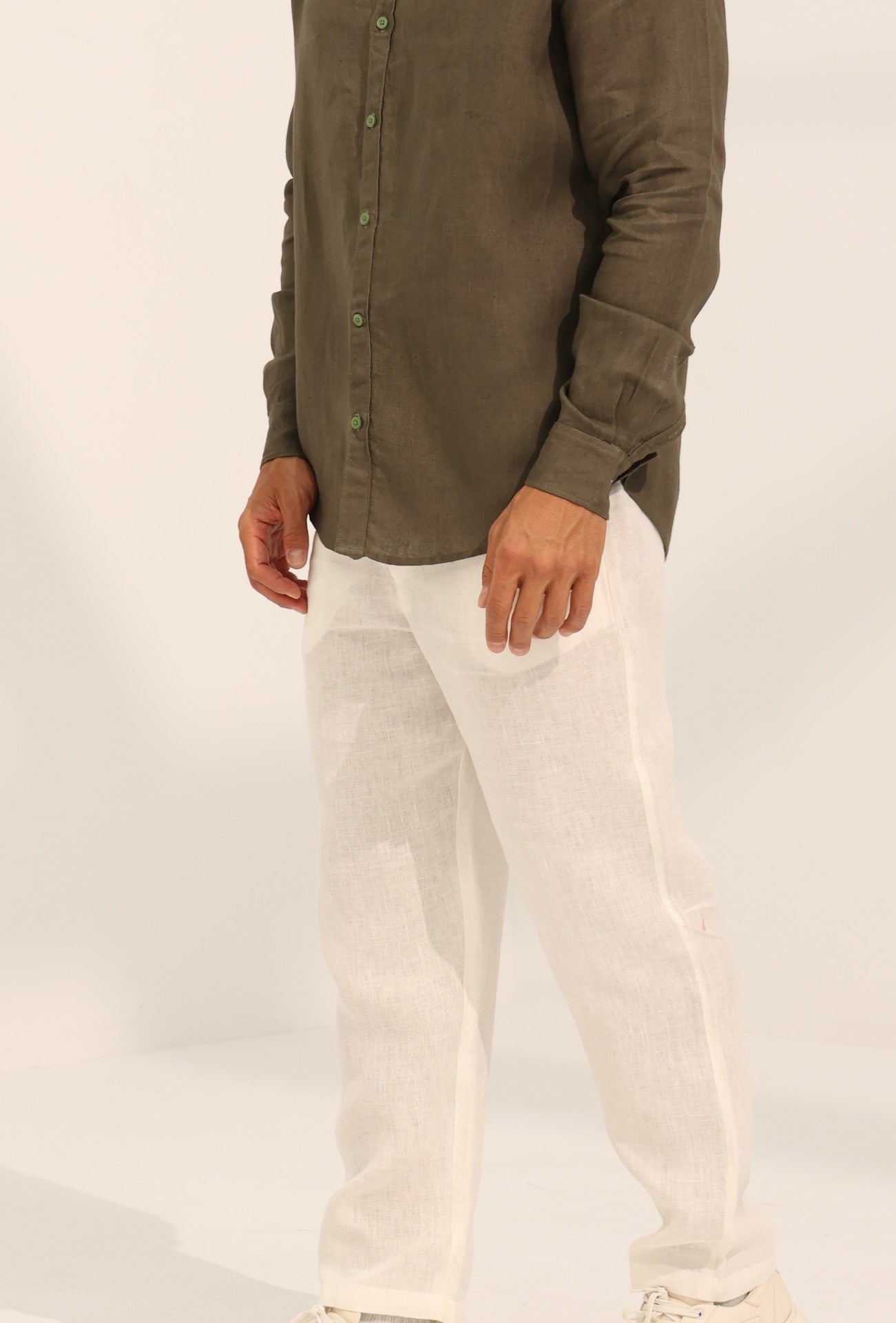 100% Pure linen Trousers in white